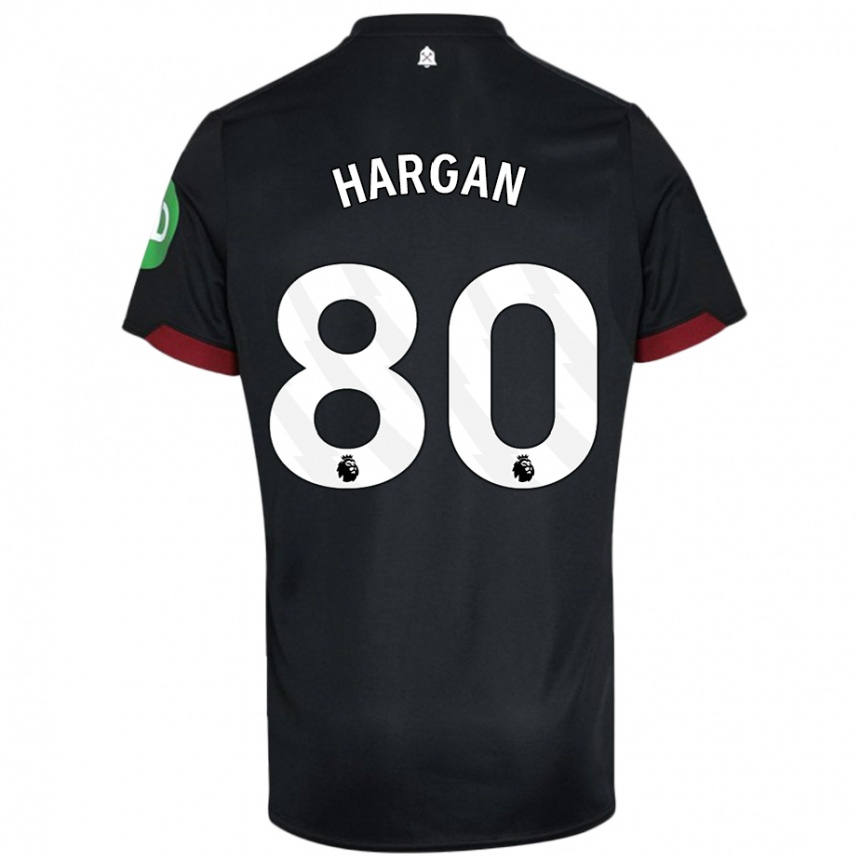 Niño Fútbol Camiseta Riley Hargan #80 Negro Blanco 2ª Equipación 2024/25 México