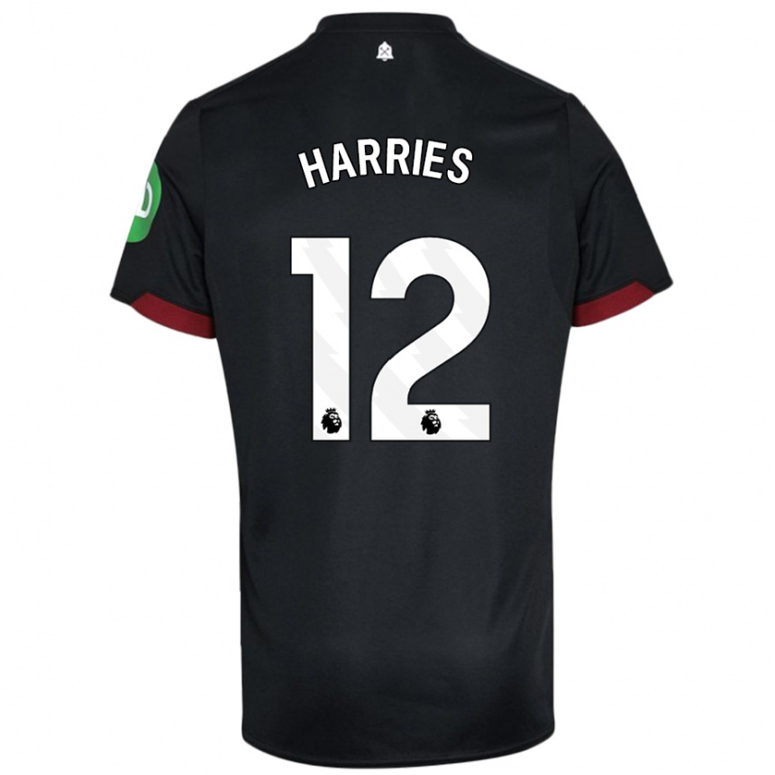 Niño Fútbol Camiseta Emma Harries #12 Negro Blanco 2ª Equipación 2024/25 México