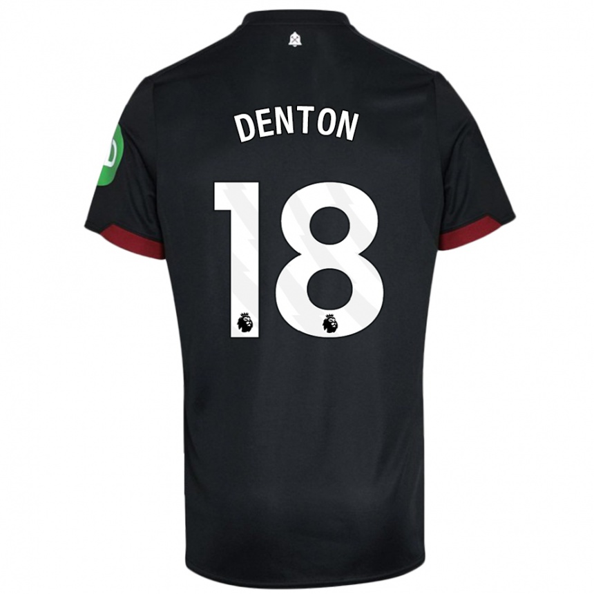 Niño Fútbol Camiseta Anouk Denton #18 Negro Blanco 2ª Equipación 2024/25 México