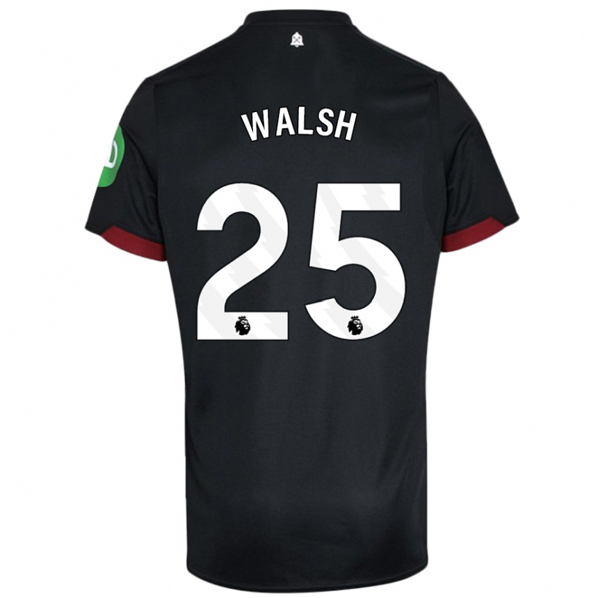 Niño Fútbol Camiseta Megan Walsh #25 Negro Blanco 2ª Equipación 2024/25 México