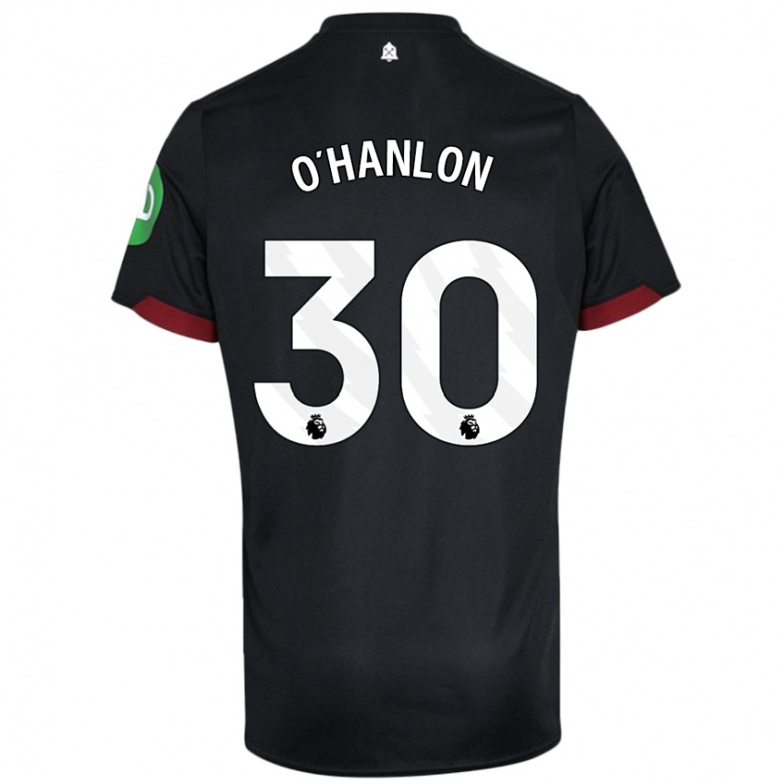 Niño Fútbol Camiseta Katie O'hanlon #30 Negro Blanco 2ª Equipación 2024/25 México