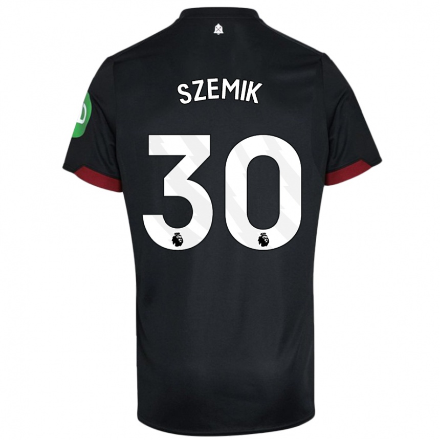 Niño Fútbol Camiseta Kinga Szemik #30 Negro Blanco 2ª Equipación 2024/25 México