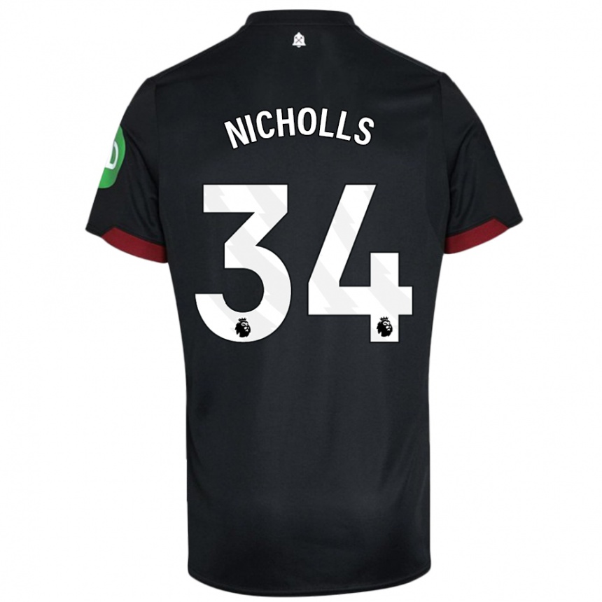 Niño Fútbol Camiseta Macey Nicholls #34 Negro Blanco 2ª Equipación 2024/25 México