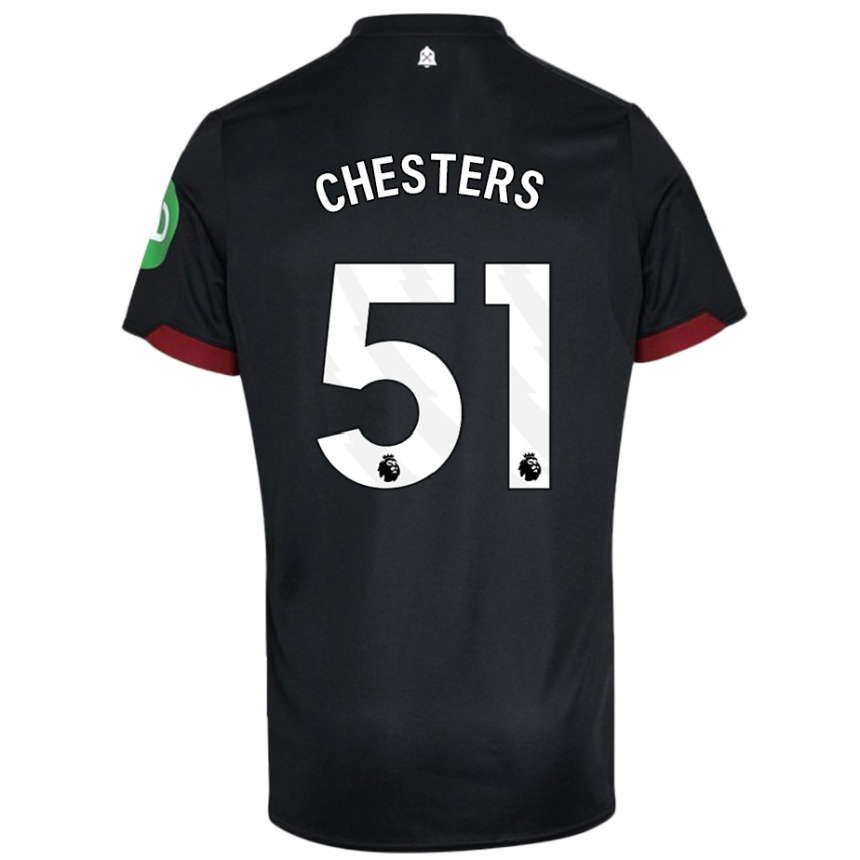 Niño Fútbol Camiseta Dan Chesters #51 Negro Blanco 2ª Equipación 2024/25 México