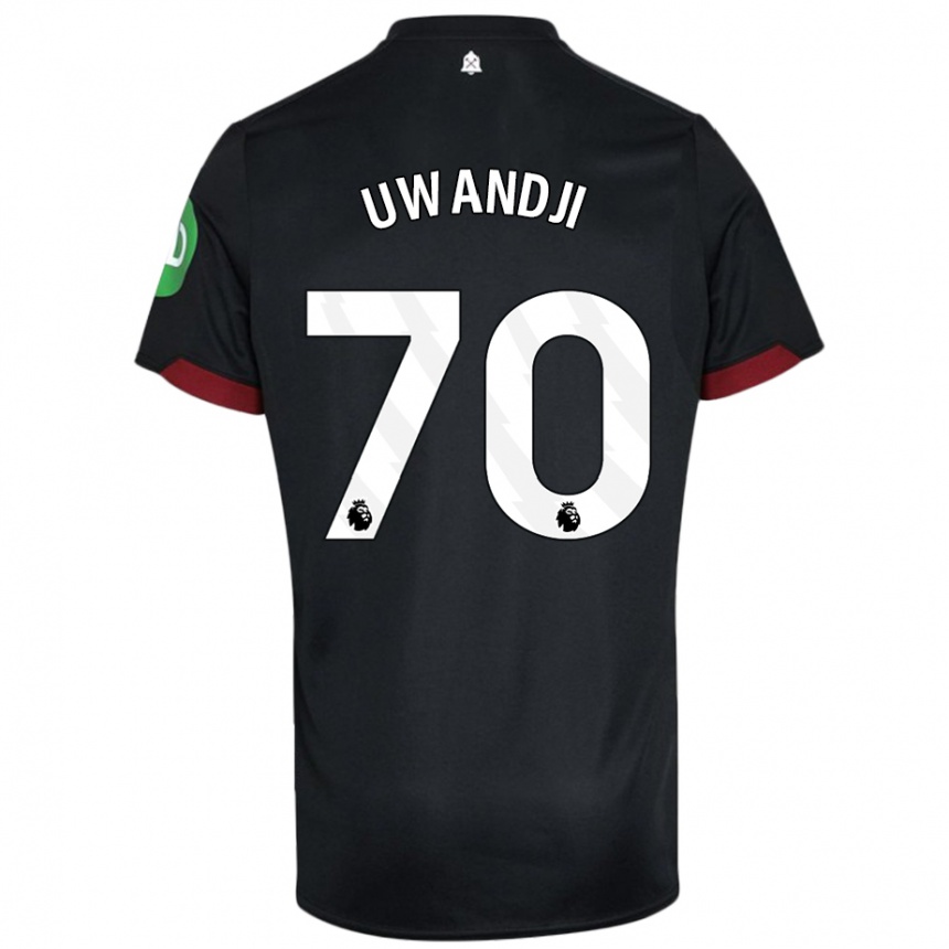 Niño Fútbol Camiseta Blaise Uwandji #70 Negro Blanco 2ª Equipación 2024/25 México