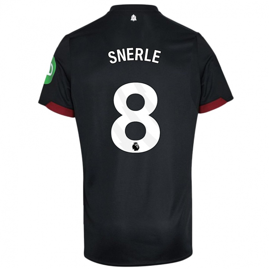 Niño Fútbol Camiseta Emma Snerle #8 Negro Blanco 2ª Equipación 2024/25 México