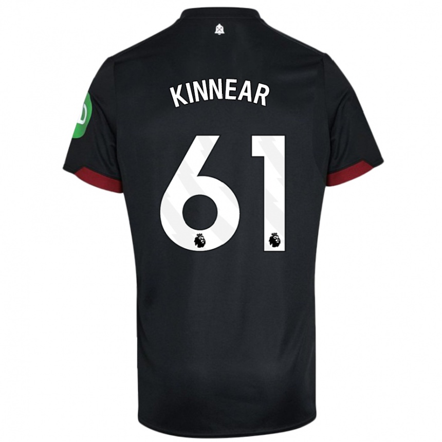 Niño Fútbol Camiseta Brian Kinnear #61 Negro Blanco 2ª Equipación 2024/25 México