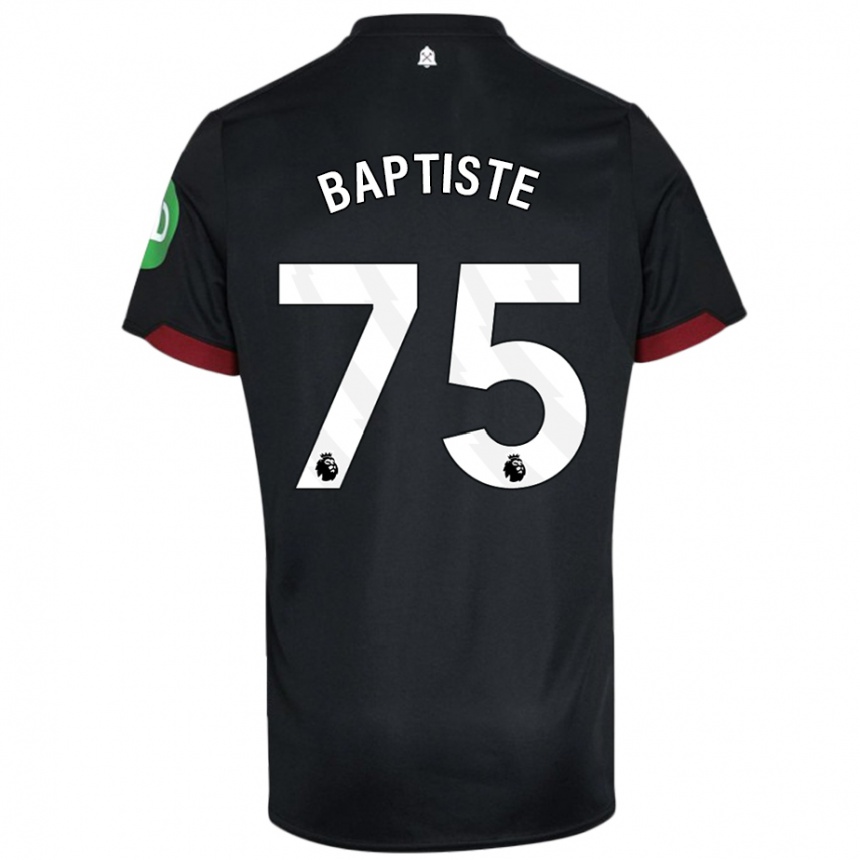 Niño Fútbol Camiseta Jamal Baptiste #75 Negro Blanco 2ª Equipación 2024/25 México