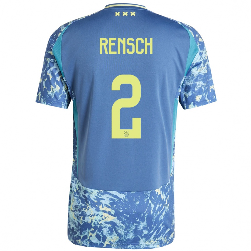 Niño Fútbol Camiseta Devyne Rensch #2 Gris Azul Amarillo 2ª Equipación 2024/25 México