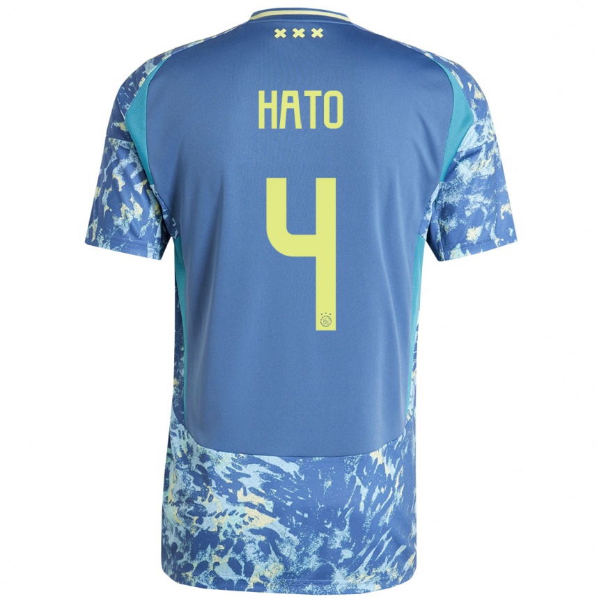 Niño Fútbol Camiseta Jorrel Hato #4 Gris Azul Amarillo 2ª Equipación 2024/25 México