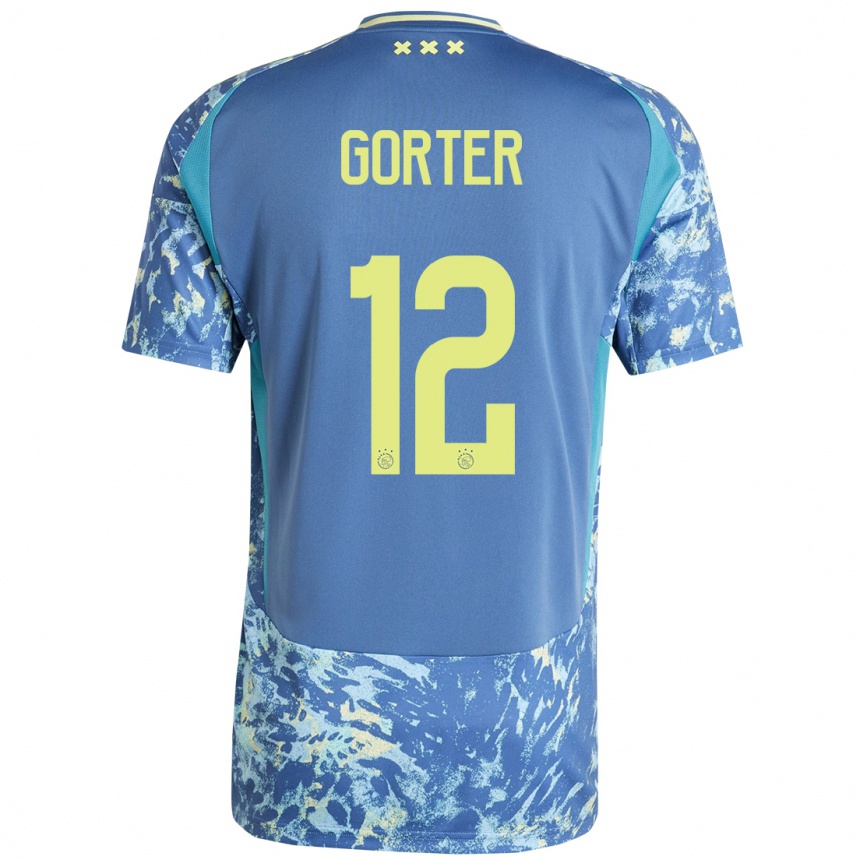 Niño Fútbol Camiseta Jay Gorter #12 Gris Azul Amarillo 2ª Equipación 2024/25 México