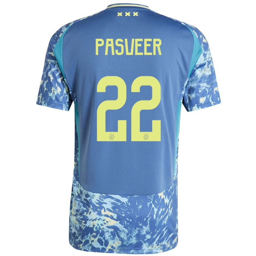 Niño Fútbol Camiseta Remko Pasveer #22 Gris Azul Amarillo 2ª Equipación 2024/25 México