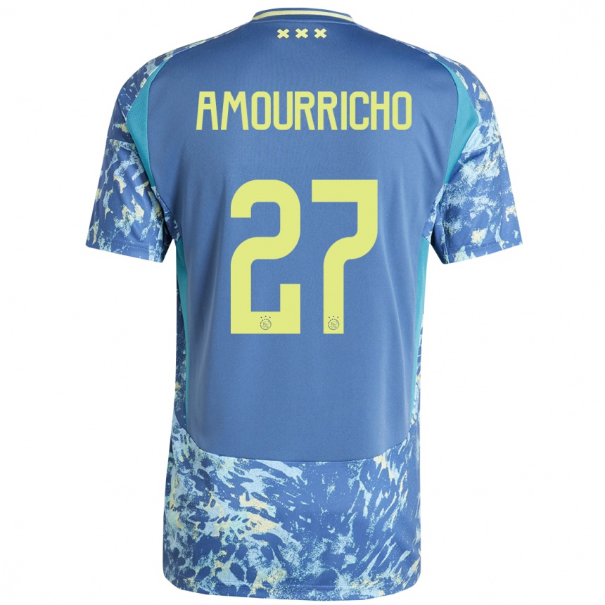 Niño Fútbol Camiseta Amourricho Van Axel Dongen #27 Gris Azul Amarillo 2ª Equipación 2024/25 México