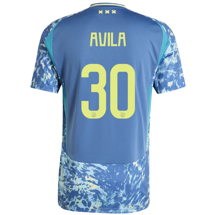 Niño Fútbol Camiseta Gastón Ávila #30 Gris Azul Amarillo 2ª Equipación 2024/25 México