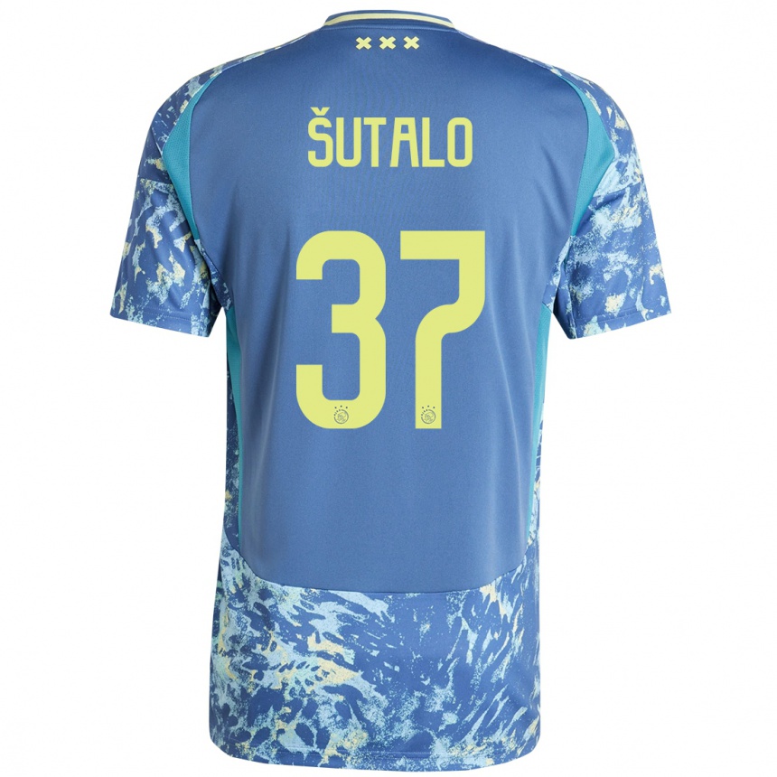 Niño Fútbol Camiseta Josip Sutalo #37 Gris Azul Amarillo 2ª Equipación 2024/25 México