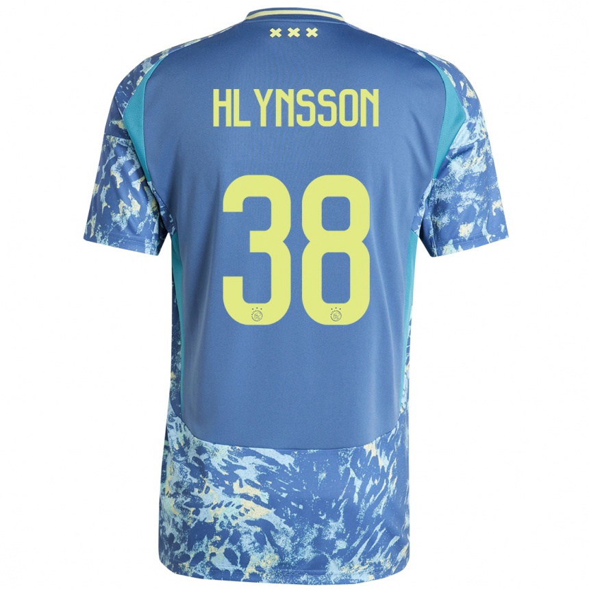 Niño Fútbol Camiseta Kristian Hlynsson #38 Gris Azul Amarillo 2ª Equipación 2024/25 México