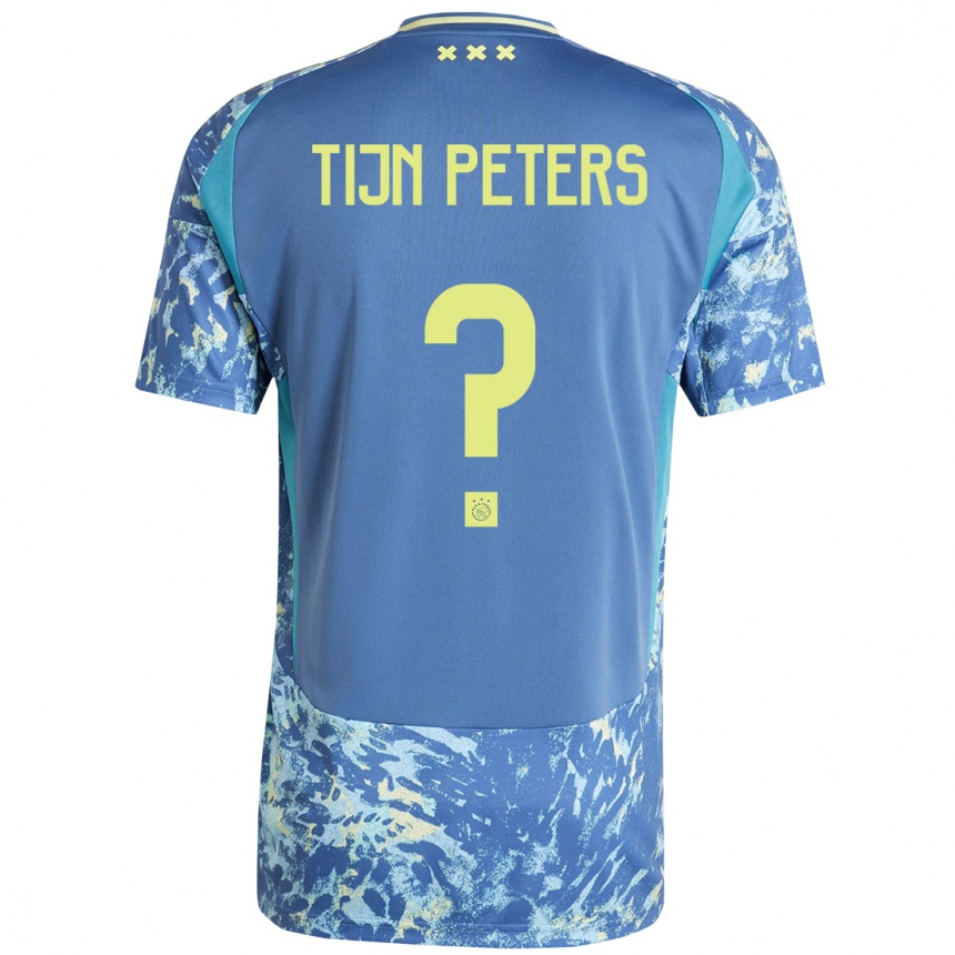 Niño Fútbol Camiseta Tijn Peters #0 Gris Azul Amarillo 2ª Equipación 2024/25 México