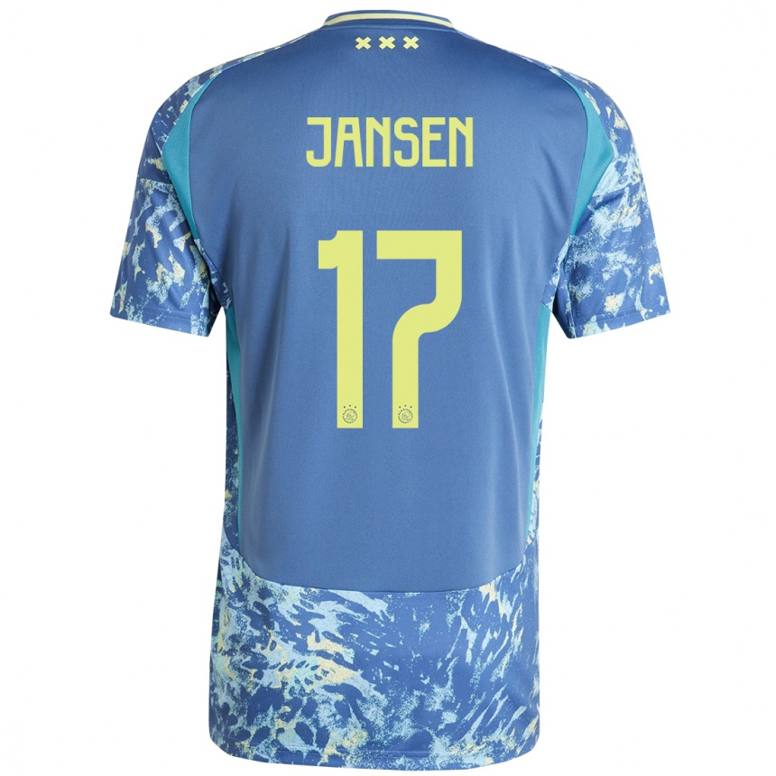 Niño Fútbol Camiseta Bente Jansen #17 Gris Azul Amarillo 2ª Equipación 2024/25 México