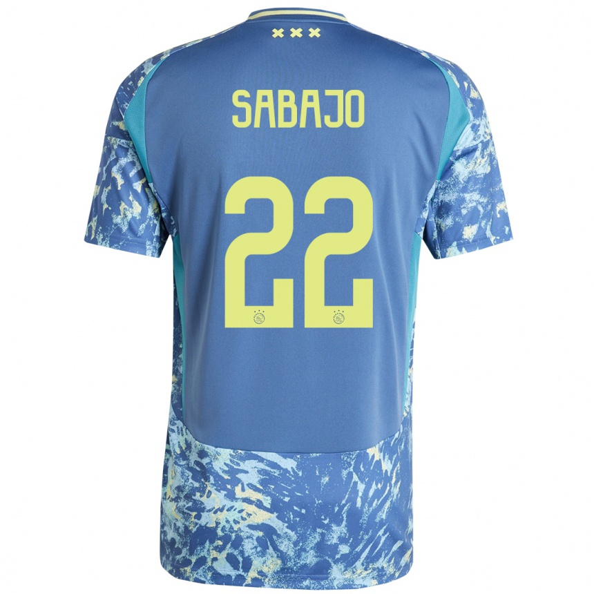 Niño Fútbol Camiseta Quinty Sabajo #22 Gris Azul Amarillo 2ª Equipación 2024/25 México