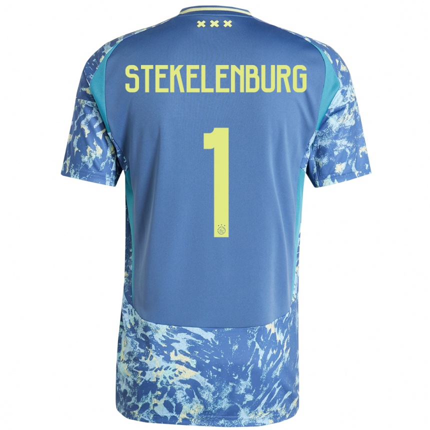 Niño Fútbol Camiseta Maarten Stekelenburg #1 Gris Azul Amarillo 2ª Equipación 2024/25 México