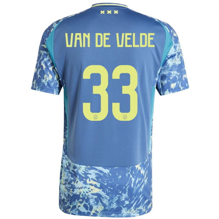 Niño Fútbol Camiseta Jonna Van De Velde #33 Gris Azul Amarillo 2ª Equipación 2024/25 México