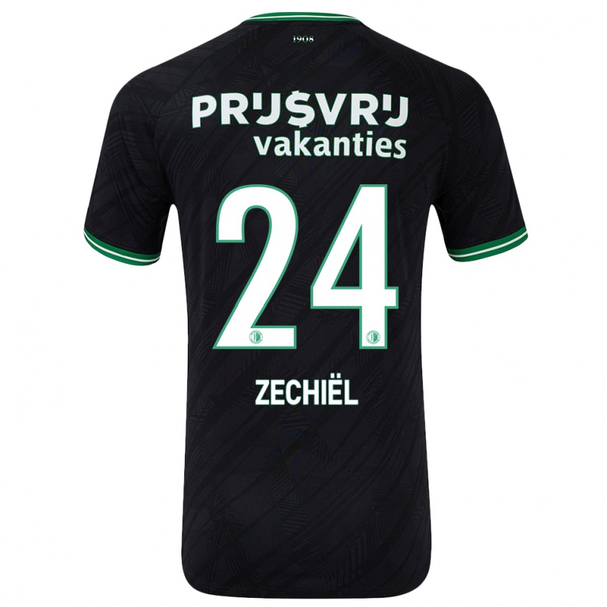 Niño Fútbol Camiseta Gjivai Zechiël #24 Negro Verde 2ª Equipación 2024/25 México