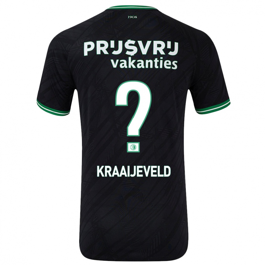 Niño Fútbol Camiseta Thijs Kraaijeveld #0 Negro Verde 2ª Equipación 2024/25 México