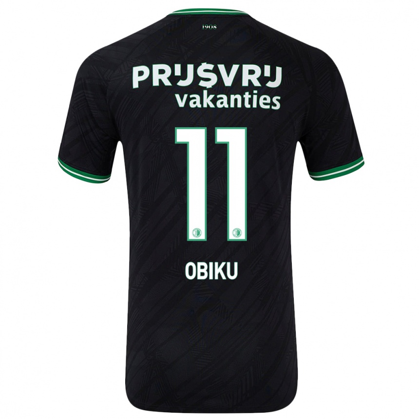 Niño Fútbol Camiseta Junior Obiku #11 Negro Verde 2ª Equipación 2024/25 México