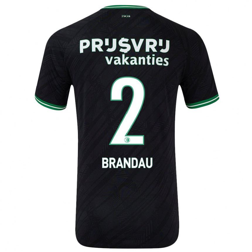 Niño Fútbol Camiseta Justine Brandau #2 Negro Verde 2ª Equipación 2024/25 México