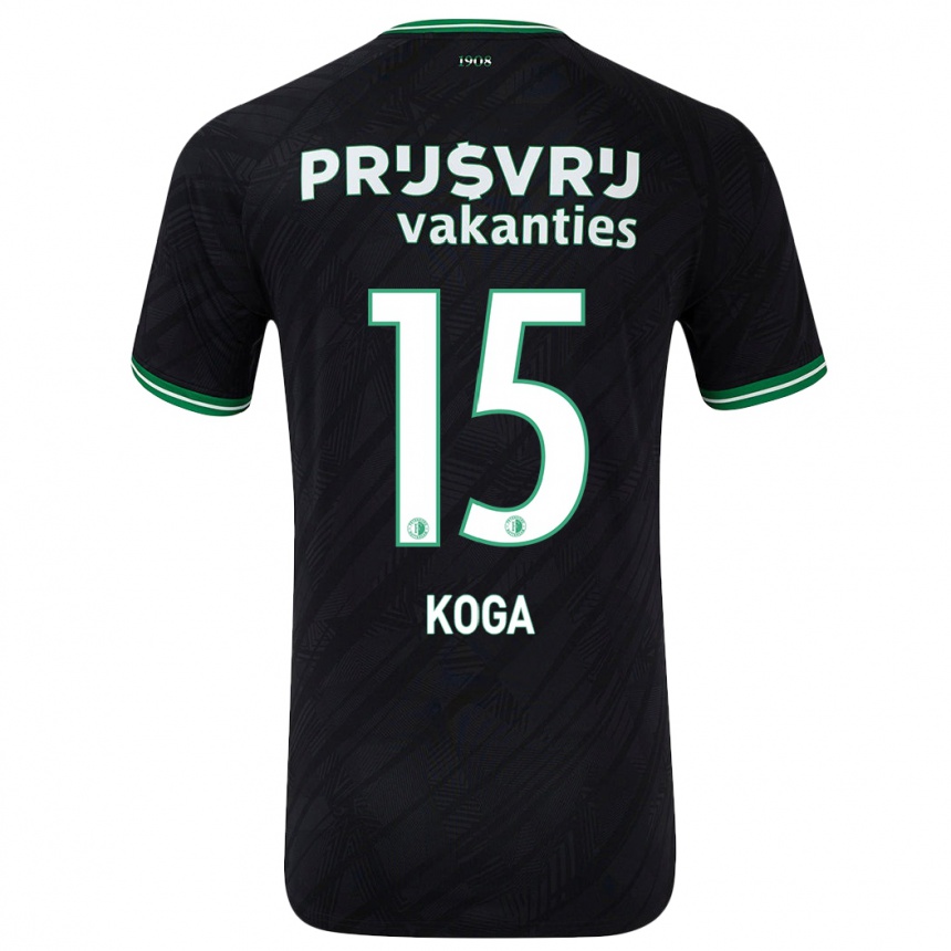 Niño Fútbol Camiseta Tōko Koga #15 Negro Verde 2ª Equipación 2024/25 México