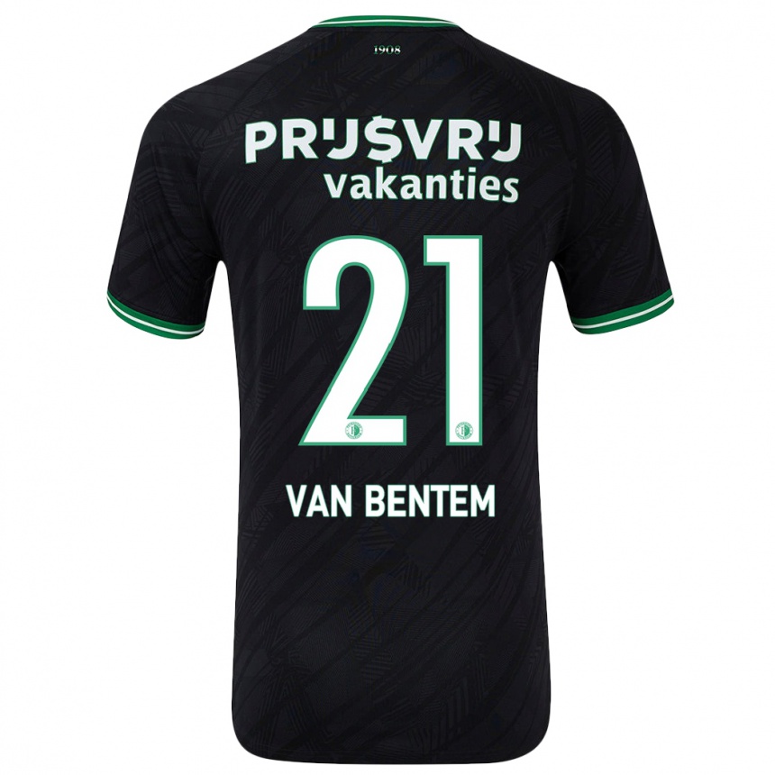 Niño Fútbol Camiseta Tess Van Bentem #21 Negro Verde 2ª Equipación 2024/25 México