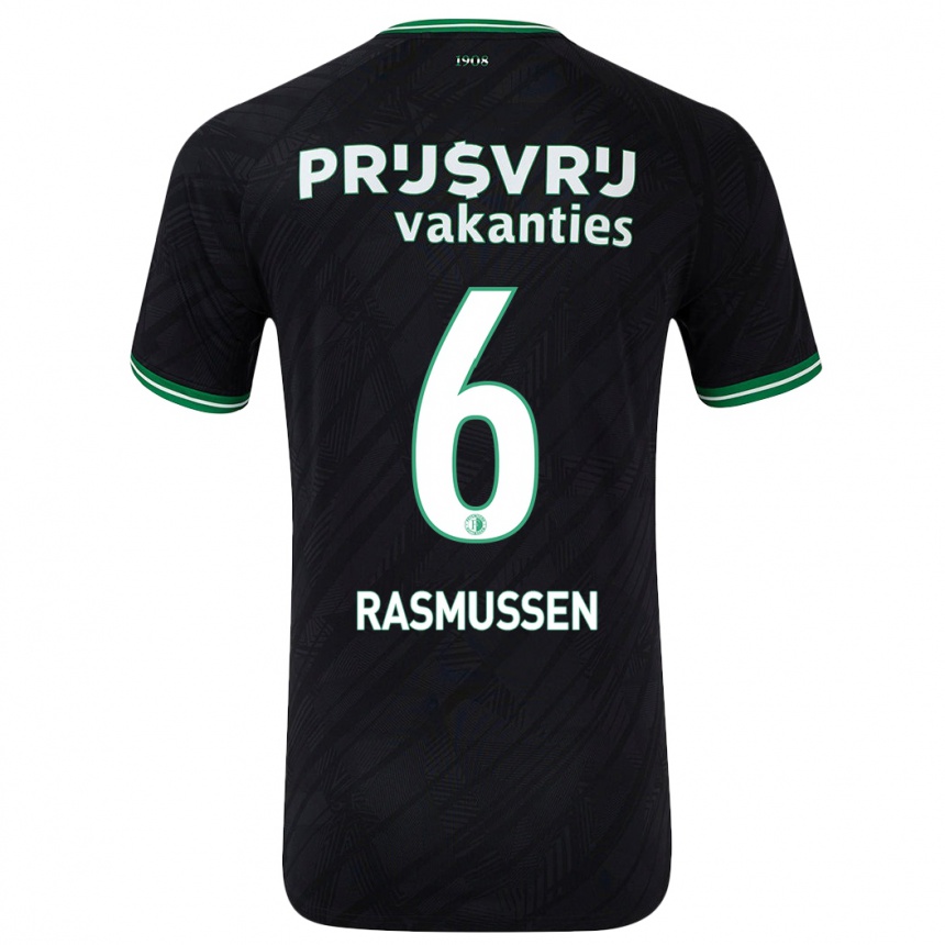 Niño Fútbol Camiseta Jacob Rasmussen #6 Negro Verde 2ª Equipación 2024/25 México