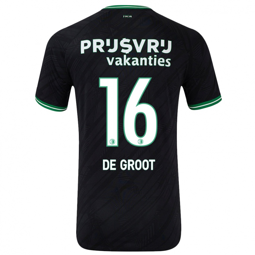 Niño Fútbol Camiseta Jasmijn De Groot #16 Negro Verde 2ª Equipación 2024/25 México