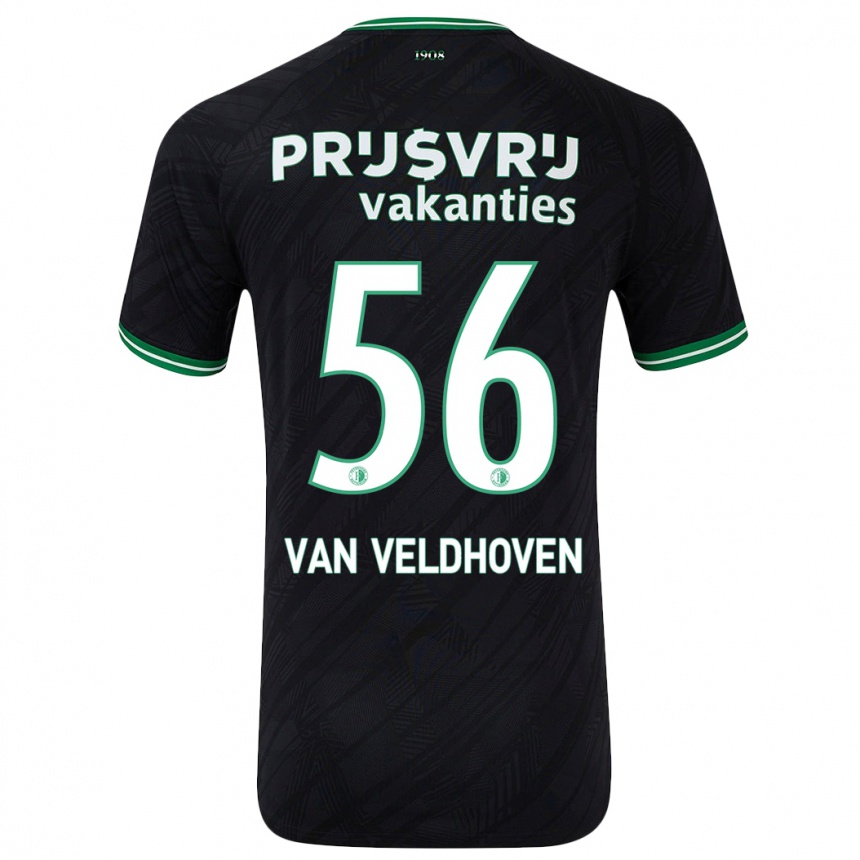 Niño Fútbol Camiseta Kars Van Veldhoven #56 Negro Verde 2ª Equipación 2024/25 México