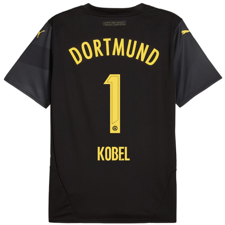 Niño Fútbol Camiseta Gregor Kobel #1 Negro Amarillo 2ª Equipación 2024/25 México