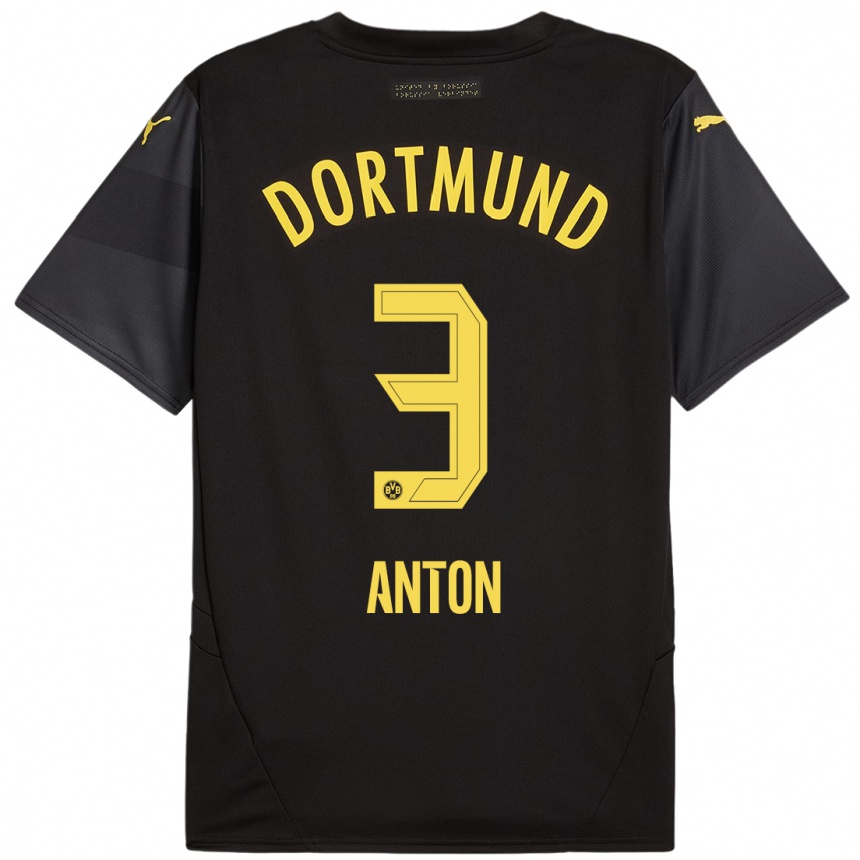 Niño Fútbol Camiseta Waldemar Anton #3 Negro Amarillo 2ª Equipación 2024/25 México