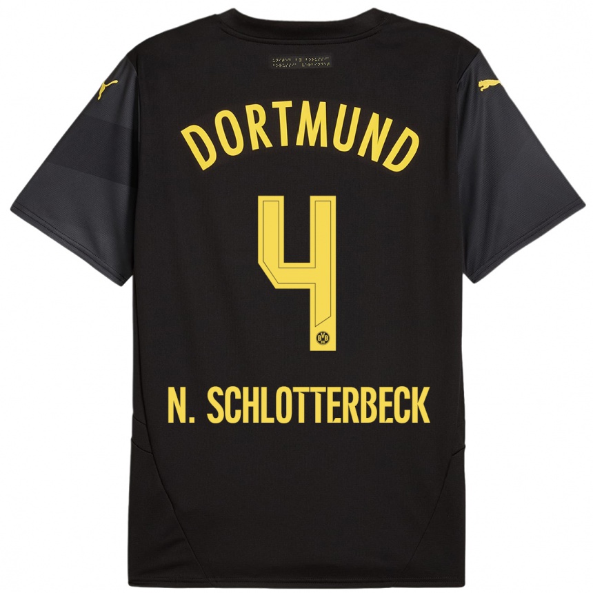 Niño Fútbol Camiseta Nico Schlotterbeck #4 Negro Amarillo 2ª Equipación 2024/25 México