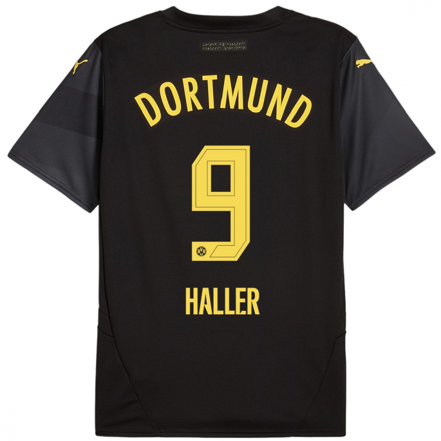 Niño Fútbol Camiseta Sebastien Haller #9 Negro Amarillo 2ª Equipación 2024/25 México