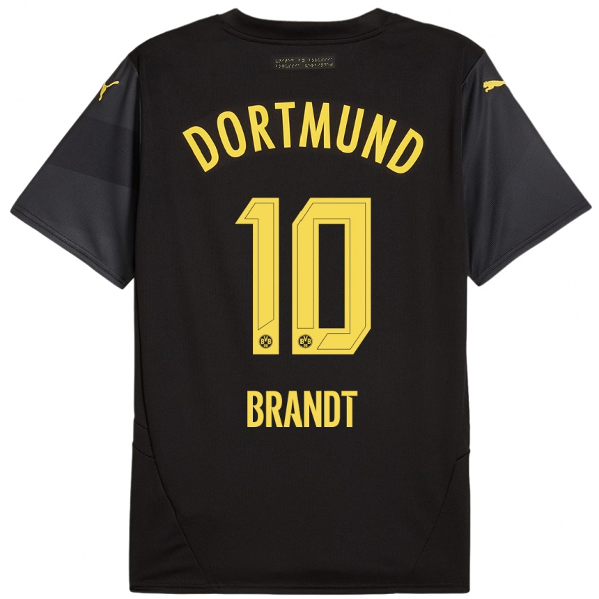 Niño Fútbol Camiseta Julian Brandt #10 Negro Amarillo 2ª Equipación 2024/25 México