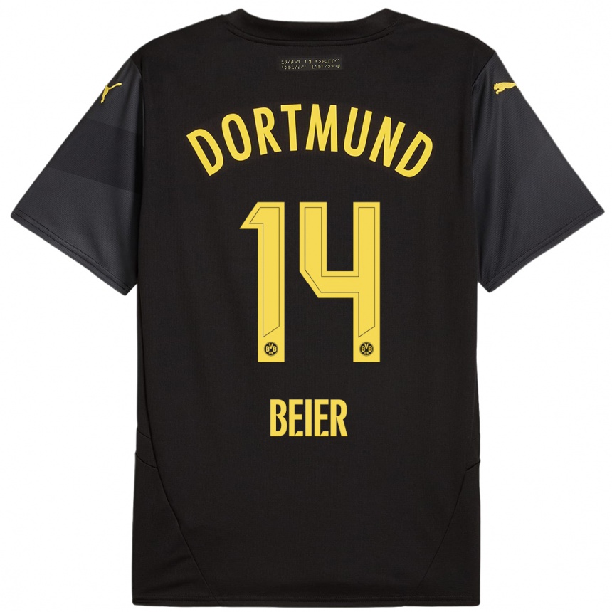 Niño Fútbol Camiseta Maximilian Beier #14 Negro Amarillo 2ª Equipación 2024/25 México