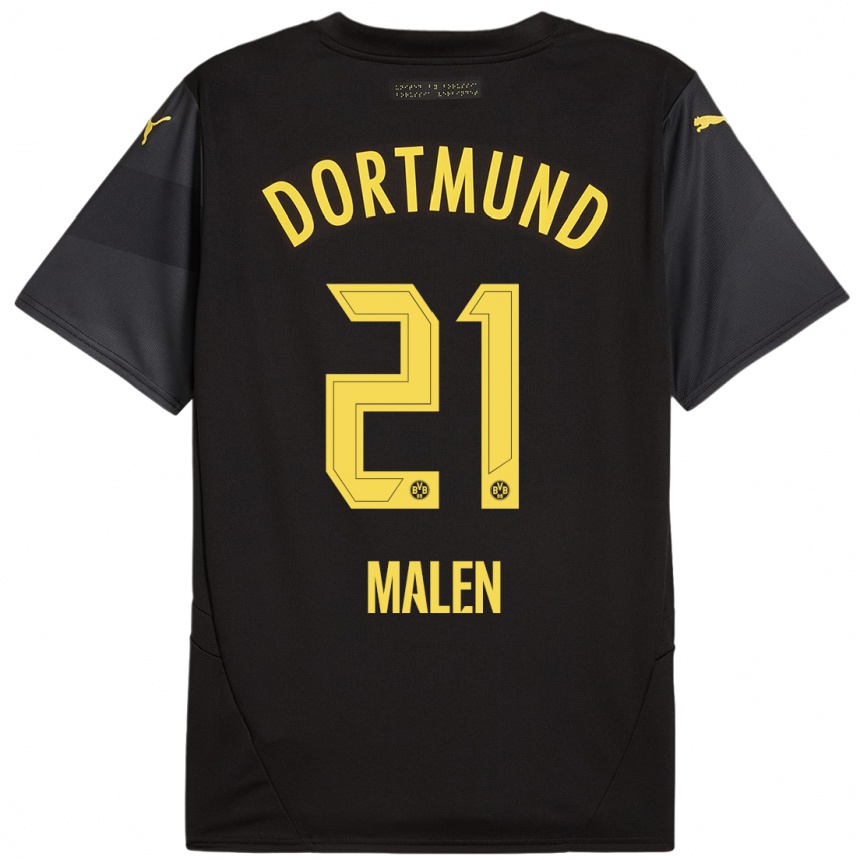 Niño Fútbol Camiseta Donyell Malen #21 Negro Amarillo 2ª Equipación 2024/25 México