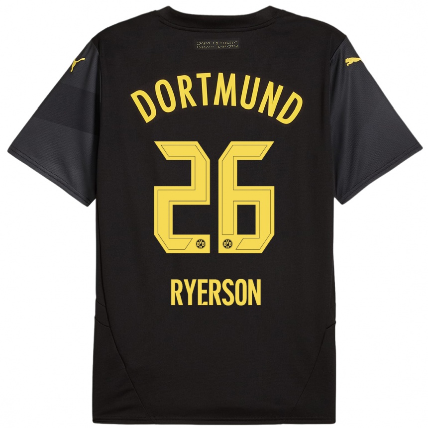 Niño Fútbol Camiseta Julian Ryerson #26 Negro Amarillo 2ª Equipación 2024/25 México