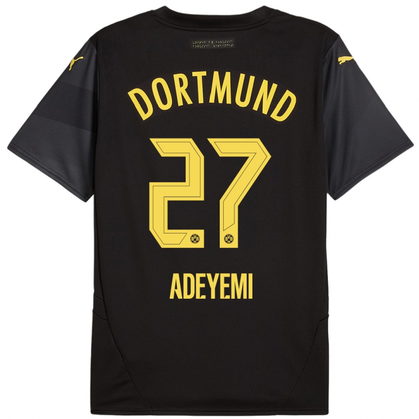 Niño Fútbol Camiseta Karim Adeyemi #27 Negro Amarillo 2ª Equipación 2024/25 México