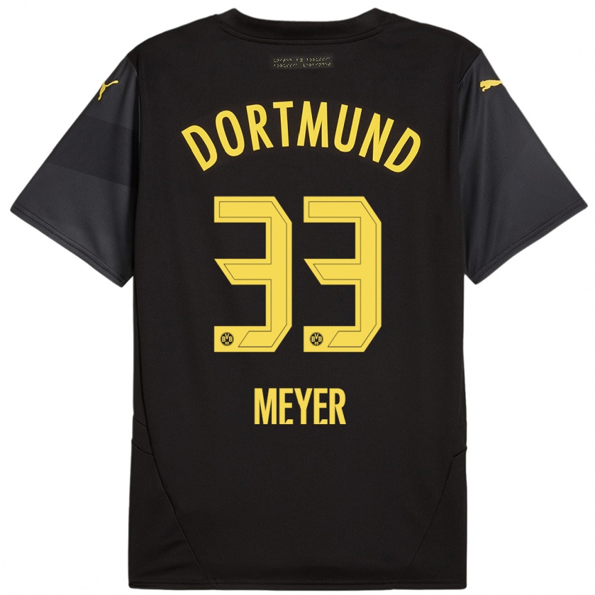 Niño Fútbol Camiseta Alexander Meyer #33 Negro Amarillo 2ª Equipación 2024/25 México