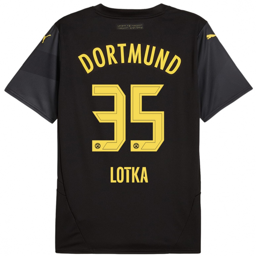 Niño Fútbol Camiseta Marcel Lotka #35 Negro Amarillo 2ª Equipación 2024/25 México