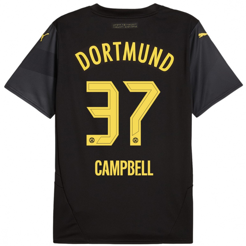 Niño Fútbol Camiseta Cole Campbell #37 Negro Amarillo 2ª Equipación 2024/25 México