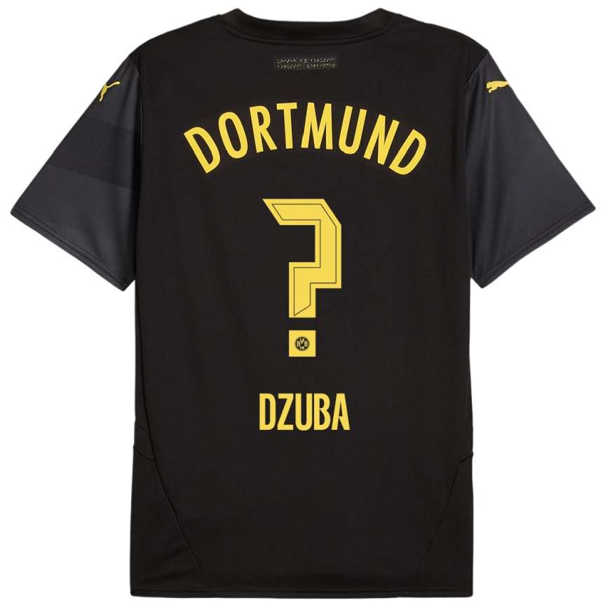 Niño Fútbol Camiseta Fabian Dzuba #0 Negro Amarillo 2ª Equipación 2024/25 México