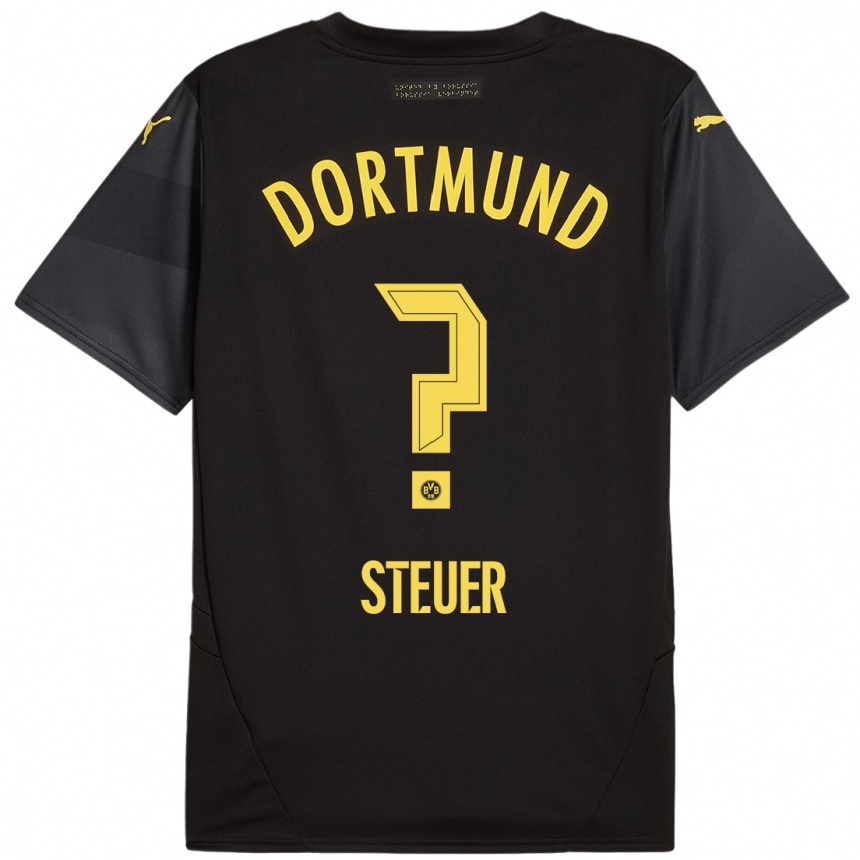 Niño Fútbol Camiseta Etienne Steuer #0 Negro Amarillo 2ª Equipación 2024/25 México