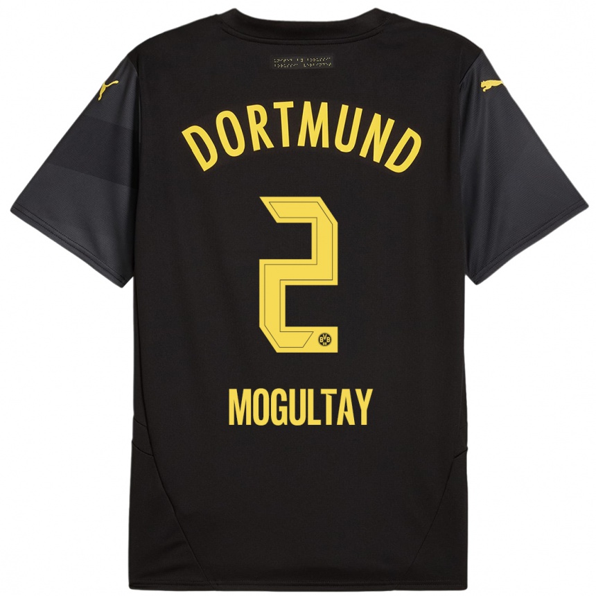 Niño Fútbol Camiseta Baran Mogultay #2 Negro Amarillo 2ª Equipación 2024/25 México