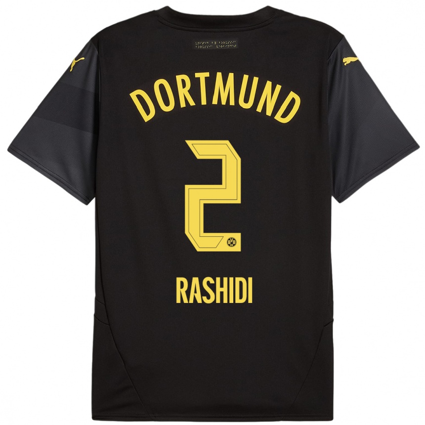 Niño Fútbol Camiseta William Rashidi #2 Negro Amarillo 2ª Equipación 2024/25 México